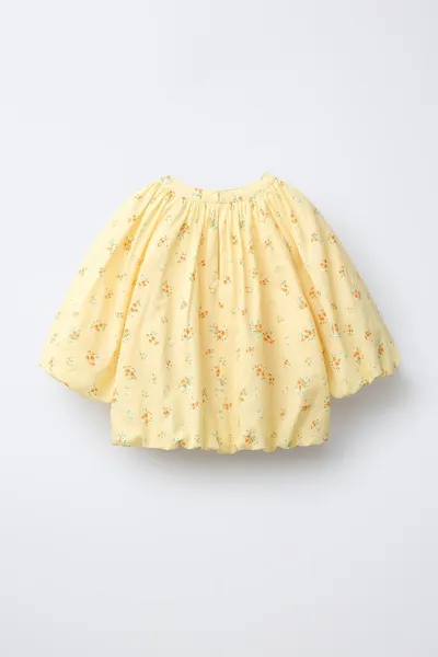 Блуза с пышными рукавами и цветочным принтом PUFF SLEEVE FLORAL PRINT, Жёлтый — фото 2