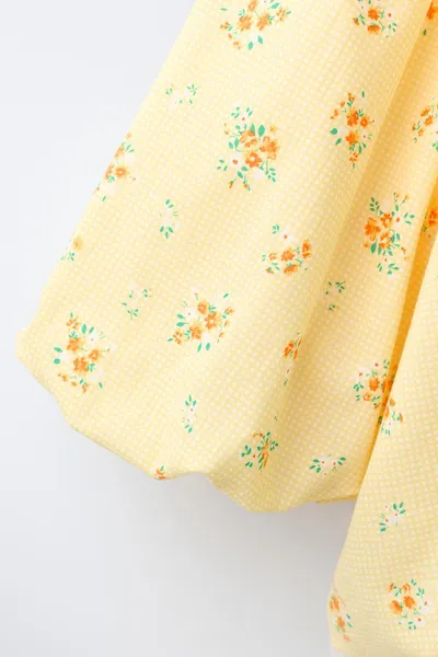 Блуза с пышными рукавами и цветочным принтом PUFF SLEEVE FLORAL PRINT, Жёлтый — фото 3