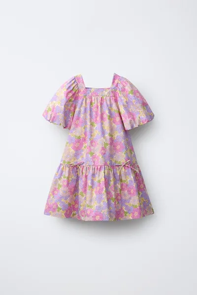 Платье из поплина с пышными рукавами FLORAL POPLIN, Многоцветный — фото 3