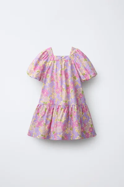Платье из поплина с пышными рукавами FLORAL POPLIN, Многоцветный — фото 4