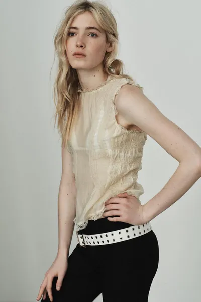 Блуза с закрытыми пуговицами LACE SHIRT, Кремовый — фото 2
