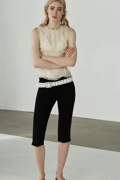 Блуза с закрытыми пуговицами LACE SHIRT, Кремовый — фото 4
