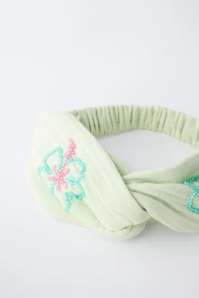 Ободок для волос HIBISCUS BEAD, washed GREEN — фото 3