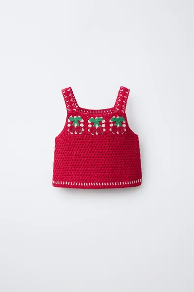 Вязаный топ CROCHET, Красный — фото 2