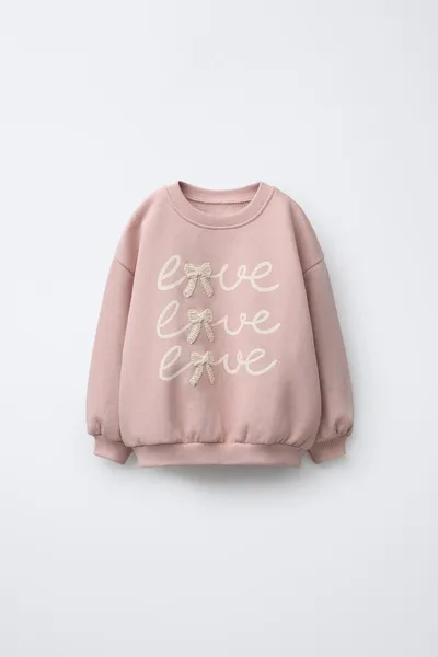 Свитер с вышивкой в виде банта, Faded PINK, 83 % хлопка — фото 2