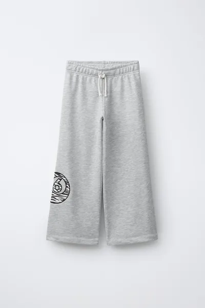 Широкие плюшевые брюки с шаром для бильярда PRINT, GREY marl — фото 2