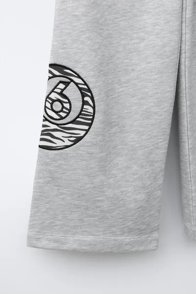 Широкие плюшевые брюки с шаром для бильярда PRINT, GREY marl — фото 6
