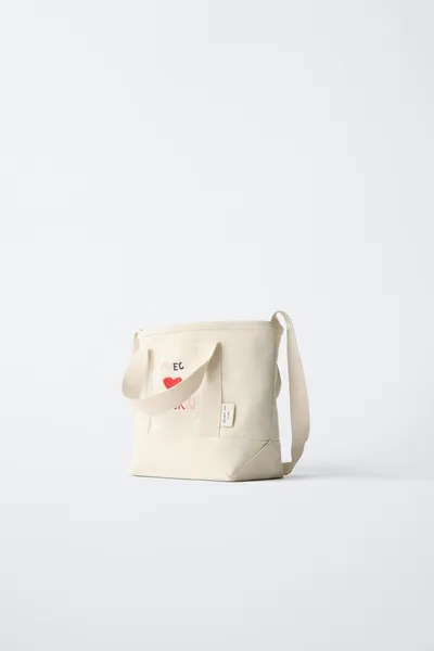 SMILING TOTE BAG, ECRU WHITE — фото 2