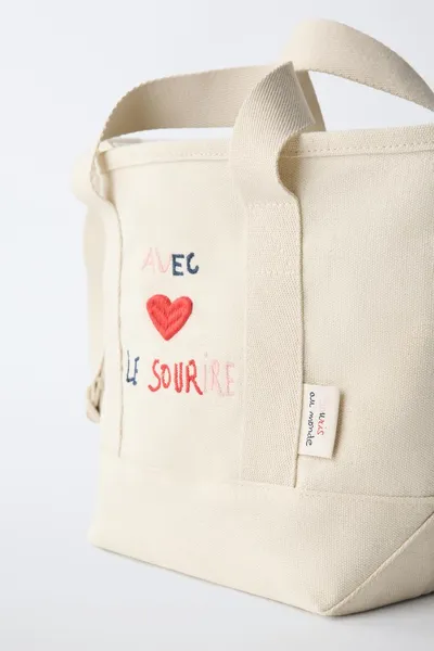 SMILING TOTE BAG, ECRU WHITE — фото 3