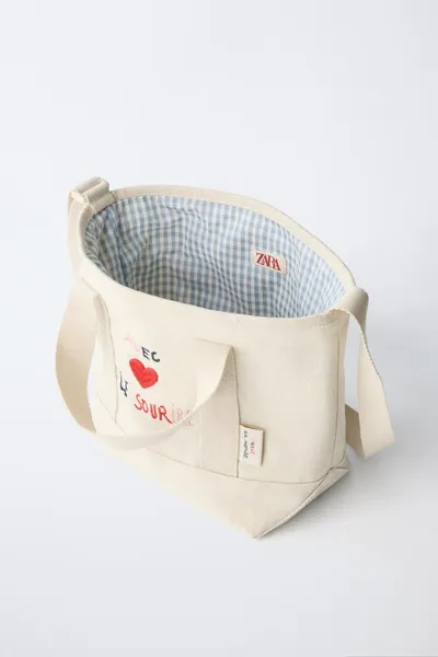 SMILING TOTE BAG, ECRU WHITE — фото 4