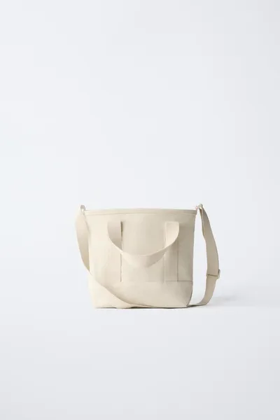 SMILING TOTE BAG, ECRU WHITE — фото 5