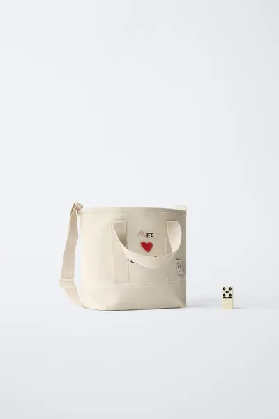 SMILING TOTE BAG, ECRU WHITE — фото 6