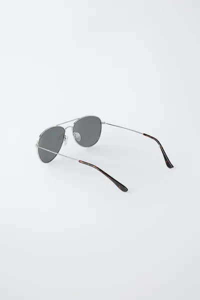 Металлические солнцезащитные очки Aviator, Серебристый — фото 2