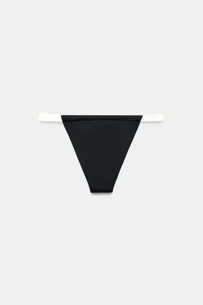 Контрастные бикини-трусики BANDEAU, Чёрный — фото 3