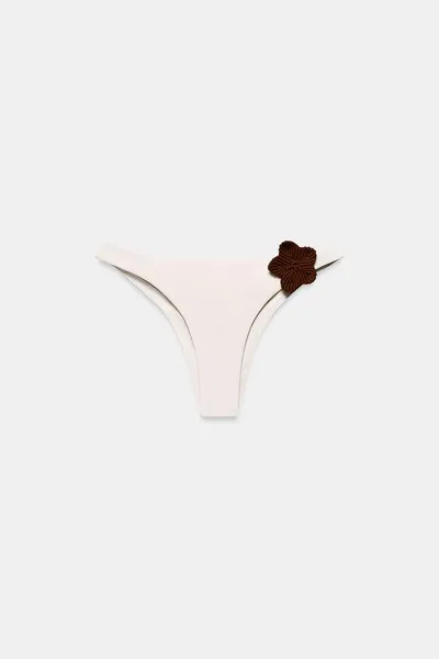 Бикини-bottoms с цветочным вязаным узором, Экрю — фото 2