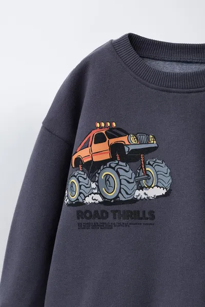 Свитер MONSTER TRUCK PRINT, Свитшот с круглым вырезом и длинными рукавами. Манжеты и подол в рубчик. Изображение монстр-трака на передней и задней части. Мягкая внутренняя сторона. Основная ткань — хлопок., хлопок — фото 3