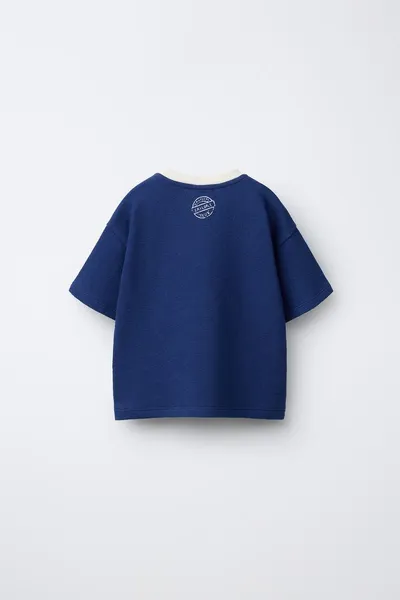 Футболка с вышитым слоганом, Ink BLUE — фото 3