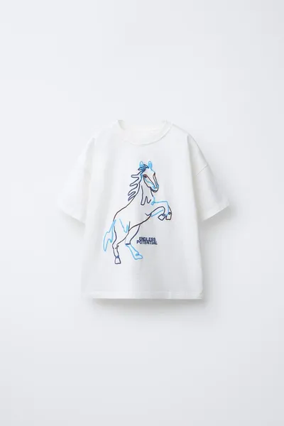 HORSE PRINT футболка, Экрю, хлопок — фото 3
