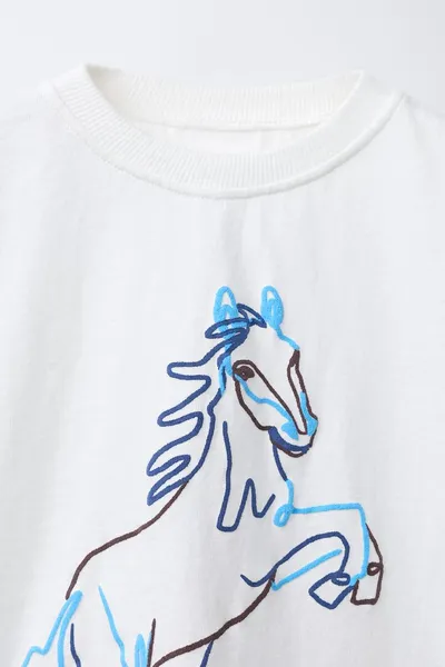 HORSE PRINT футболка, Экрю, хлопок — фото 5
