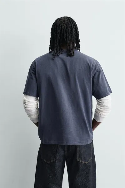 Футболка FADED HENLEY, Тёмно-синий — фото 3