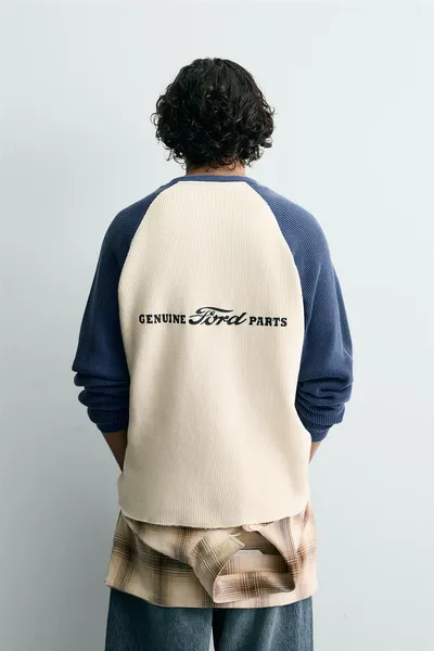 FORD © Футболка COLOUR BLOCK WAFFLE-KNIT, Синий/белый — фото 3