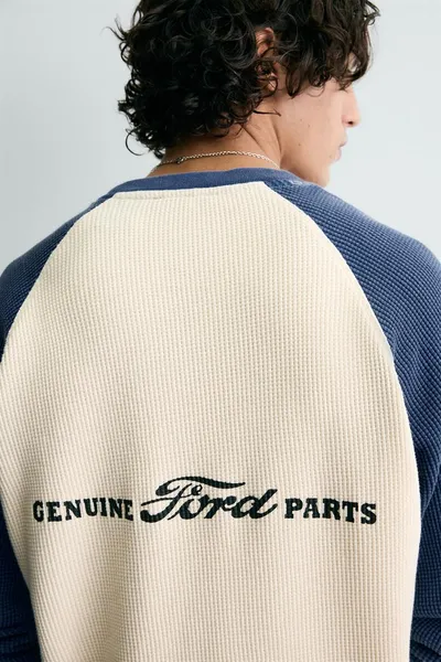 FORD © Футболка COLOUR BLOCK WAFFLE-KNIT, Синий/белый — фото 5