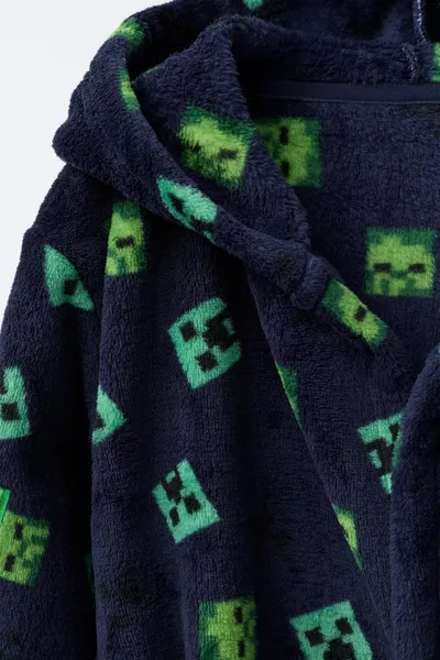 Детская флисовая роба для поклонников Minecraft 3–14 лет, Синий, флис — фото 3