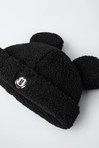 Шапка с вышивкой из искусственного меха MOUSE ©, Чёрный — фото 2