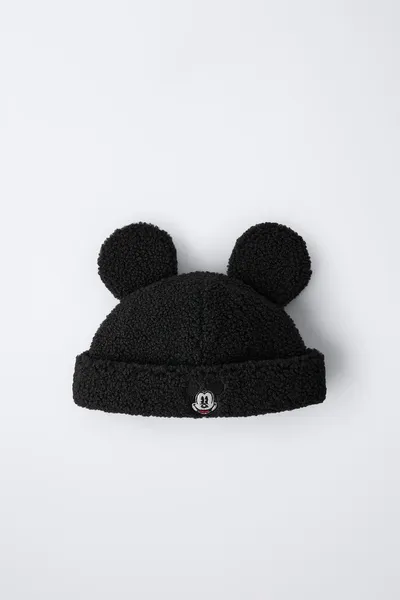 Шапка с вышивкой из искусственного меха MOUSE ©, Чёрный — фото 3