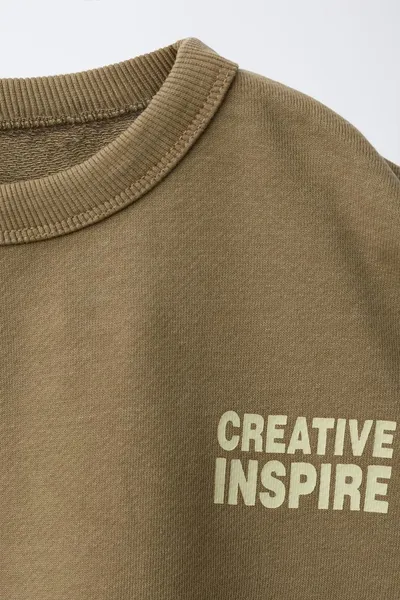 Свитшот SLOGAN PRINT, Хаки — фото 4