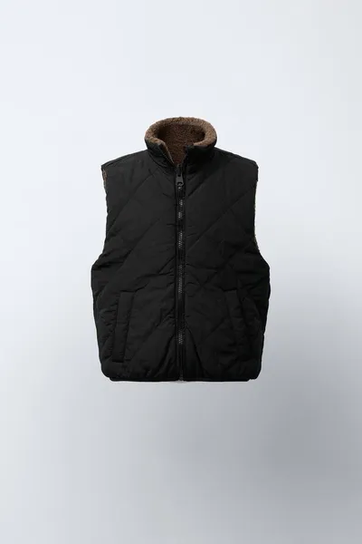 Двусторонний жилет из искусственного меха REVERSIBLE FAUX SHEARLING GILET, Коричневый — фото 2