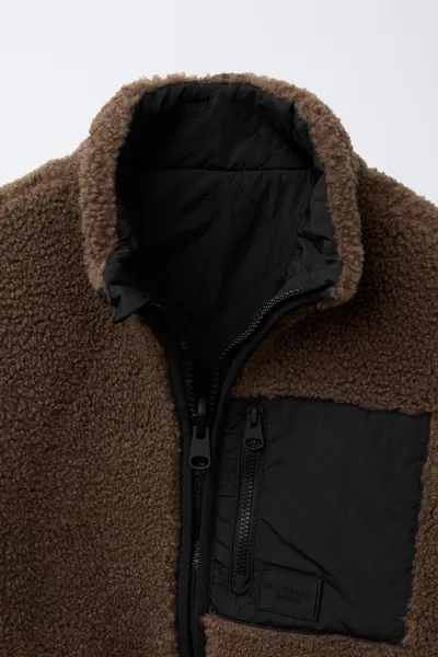 Двусторонний жилет из искусственного меха REVERSIBLE FAUX SHEARLING GILET, Коричневый — фото 6