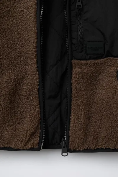 Двусторонний жилет из искусственного меха REVERSIBLE FAUX SHEARLING GILET, Коричневый — фото 8