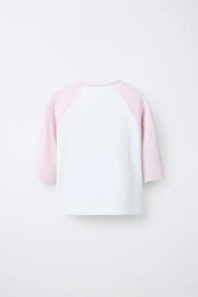 Футболка с рукавами реглан и принтом, смесовый состав с модал, PINK / WHITE — фото 3