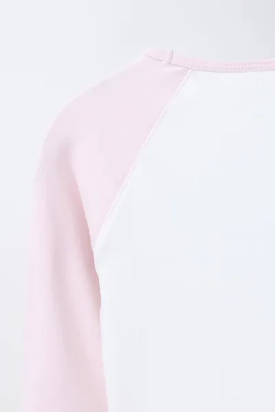 Футболка с рукавами реглан и принтом, смесовый состав с модал, PINK / WHITE — фото 4