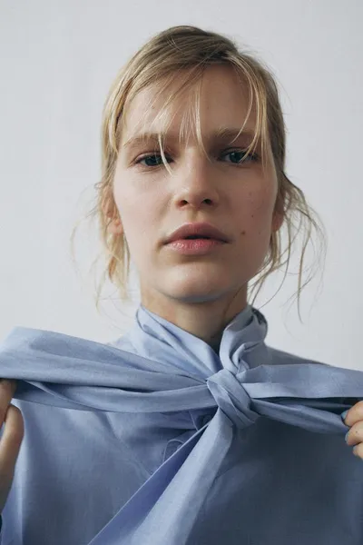 ZW COLLECTION BOW SHIRT, Синий — фото 2