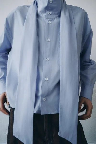 ZW COLLECTION BOW SHIRT, Синий — фото 5