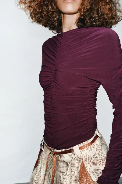 Комбинезон GATHERED BODYSUIT, Aubergine — фото 2