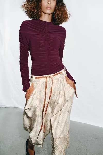 Комбинезон GATHERED BODYSUIT, Aubergine — фото 5