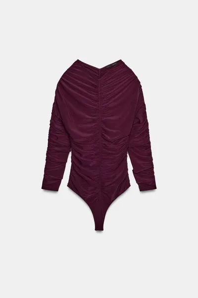 Комбинезон GATHERED BODYSUIT, Aubergine — фото 7