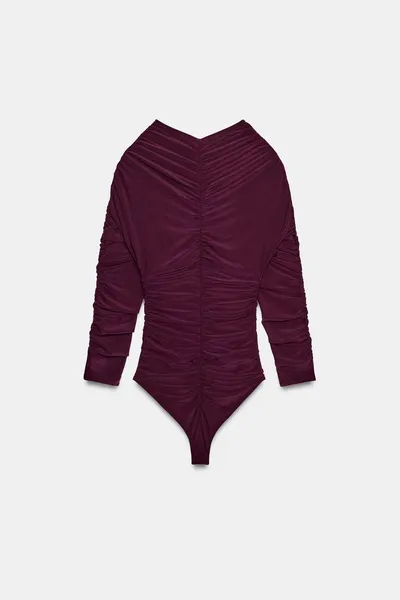 Комбинезон GATHERED BODYSUIT, Aubergine — фото 8
