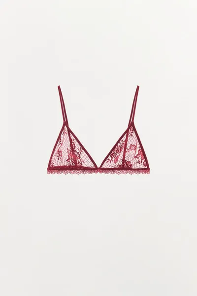 Бюстгальтер-треугольник LACE TRIANGLE BRA, Бордовый — фото 5