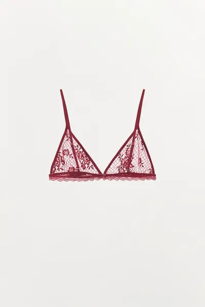 Бюстгальтер-треугольник LACE TRIANGLE BRA, Бордовый — фото 6