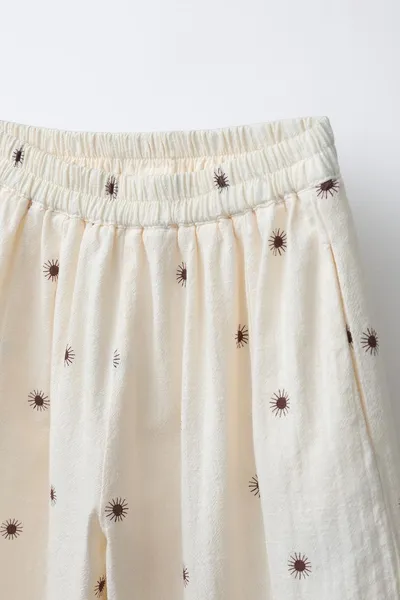 Текстурированные брюки SUN PRINT свободного кроя, Экрю — фото 3