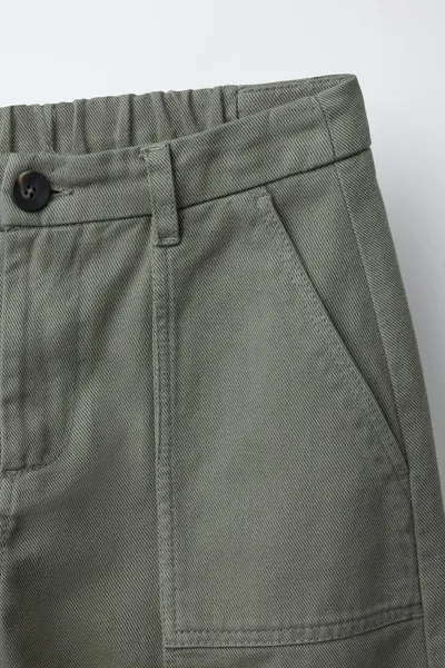 Брюки BARREL с деталями на швах, OLIVE GREEN — фото 3