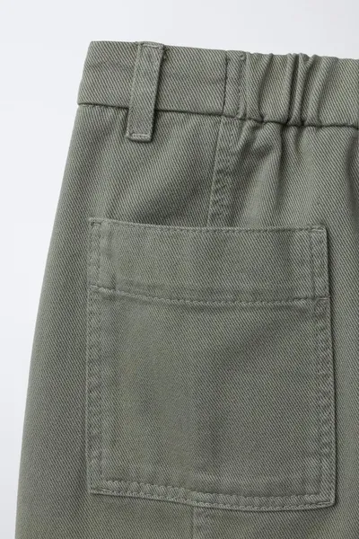 Брюки BARREL с деталями на швах, OLIVE GREEN — фото 4
