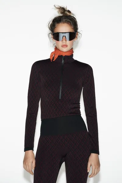 Боди JACQUARD SEAMLESS SKI COLLECTION, Бордовый — фото 2