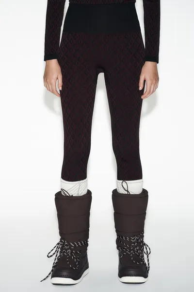 Легинсы JACQUARD SEAMLESS SKI COLLECTION, Бордовый — фото 2