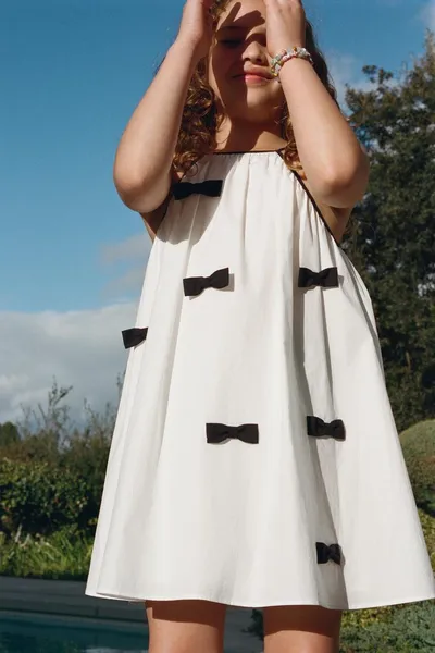 Платье с декольте и бантом HALTERNECK BOW DRESS, Белый — фото 2