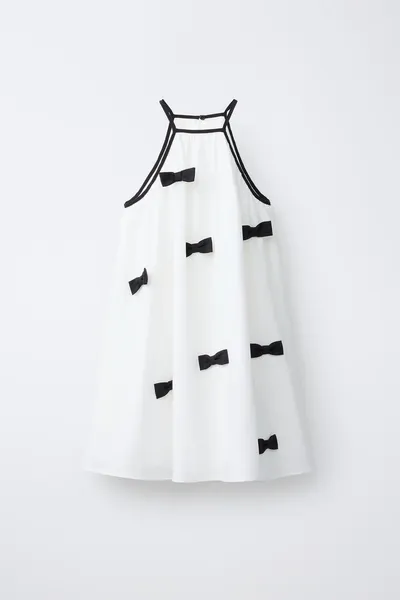 Платье с декольте и бантом HALTERNECK BOW DRESS, Белый — фото 4